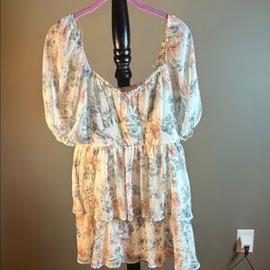 Altar'd State Cream Floral Tiered Peasant Blouse